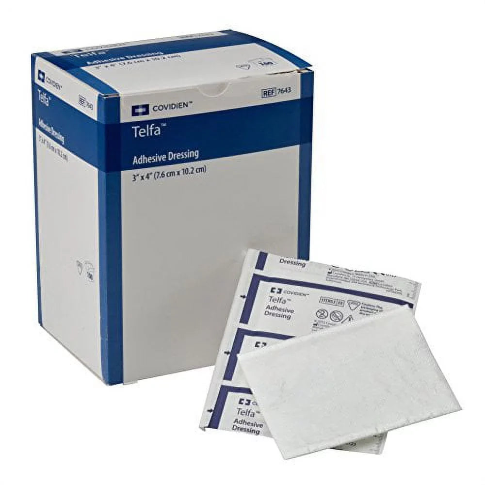 Package, Dressing, (Pack of Covidien x 4" 3" Peel-Back in Telfa 100) 1's Sterile 7643 Adhesive