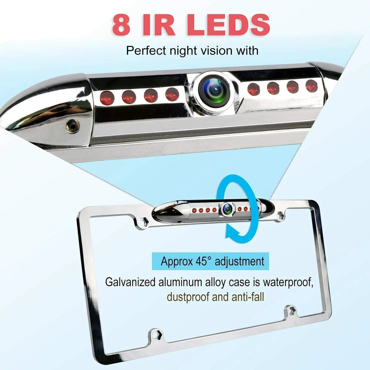 Slim Chrome with Camera Wide Angle HD Plate Viewing Universal License