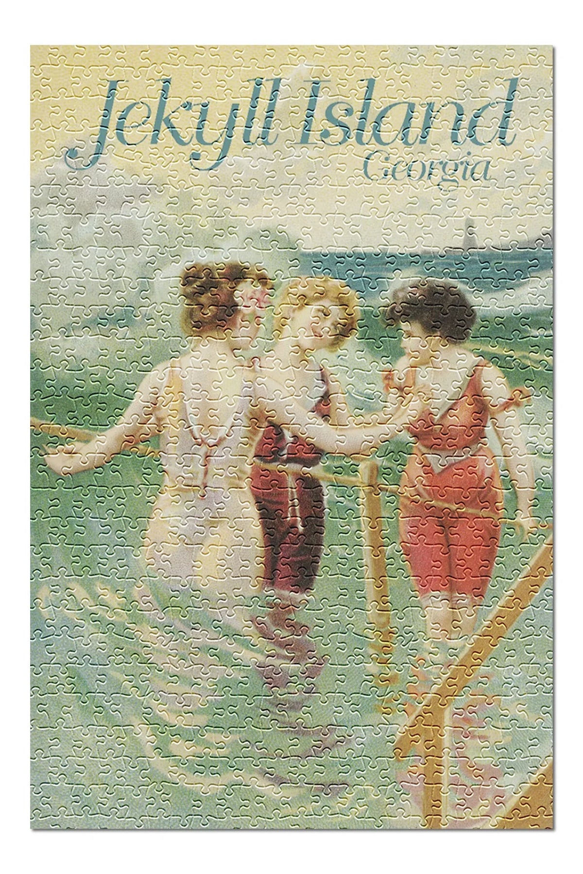 Wading Premium on for Women in in USA) Jekyll (19x27 Georgia, Jigsaw and Beach, Made 500 Piece Family, Vintage Poster Island, inches, Adults Puzzle