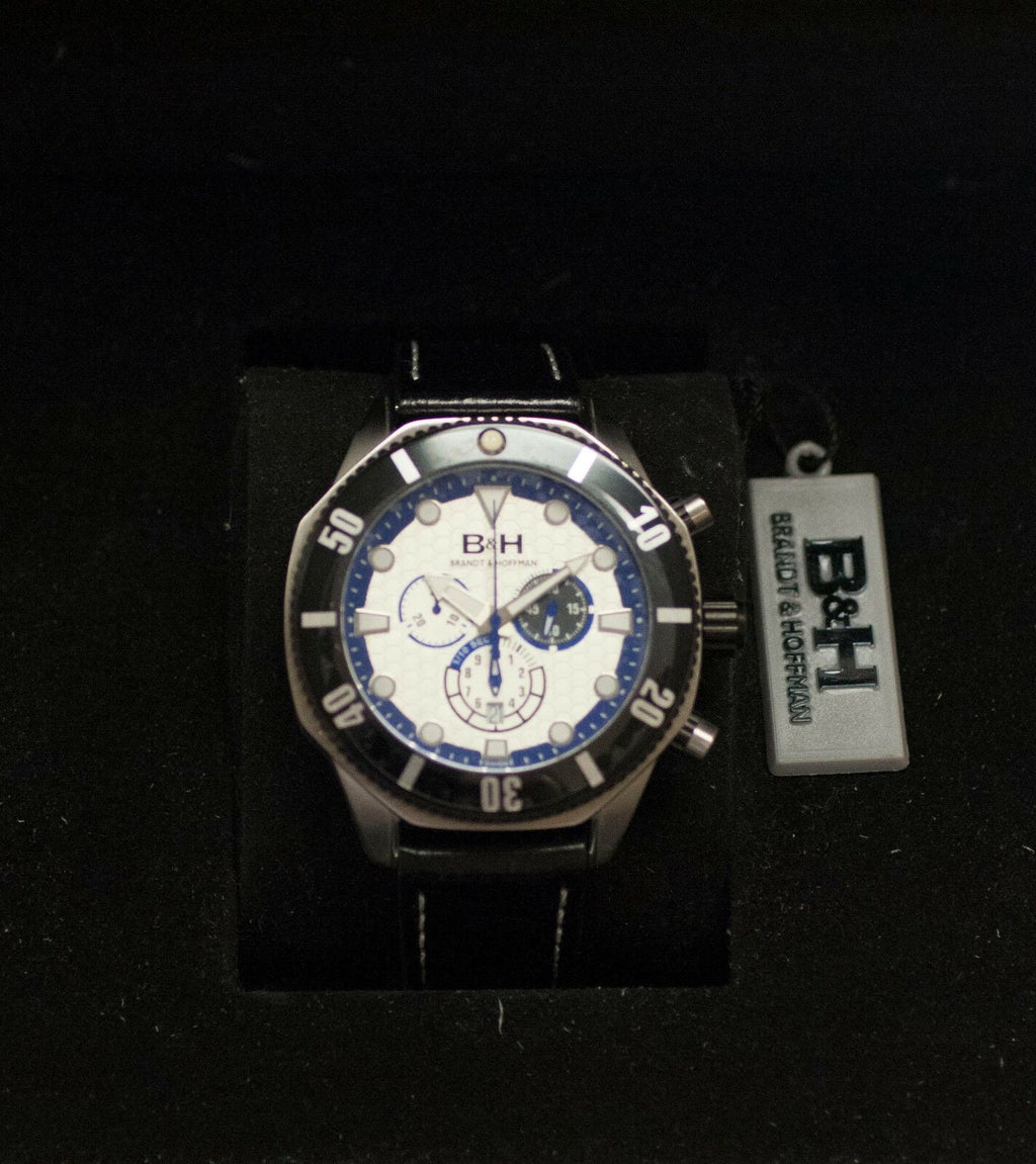 Leather Watch Dunbar Quartz &amp; Brandt 14060 Swiss Hoffman Chronograph B&amp;H Men's