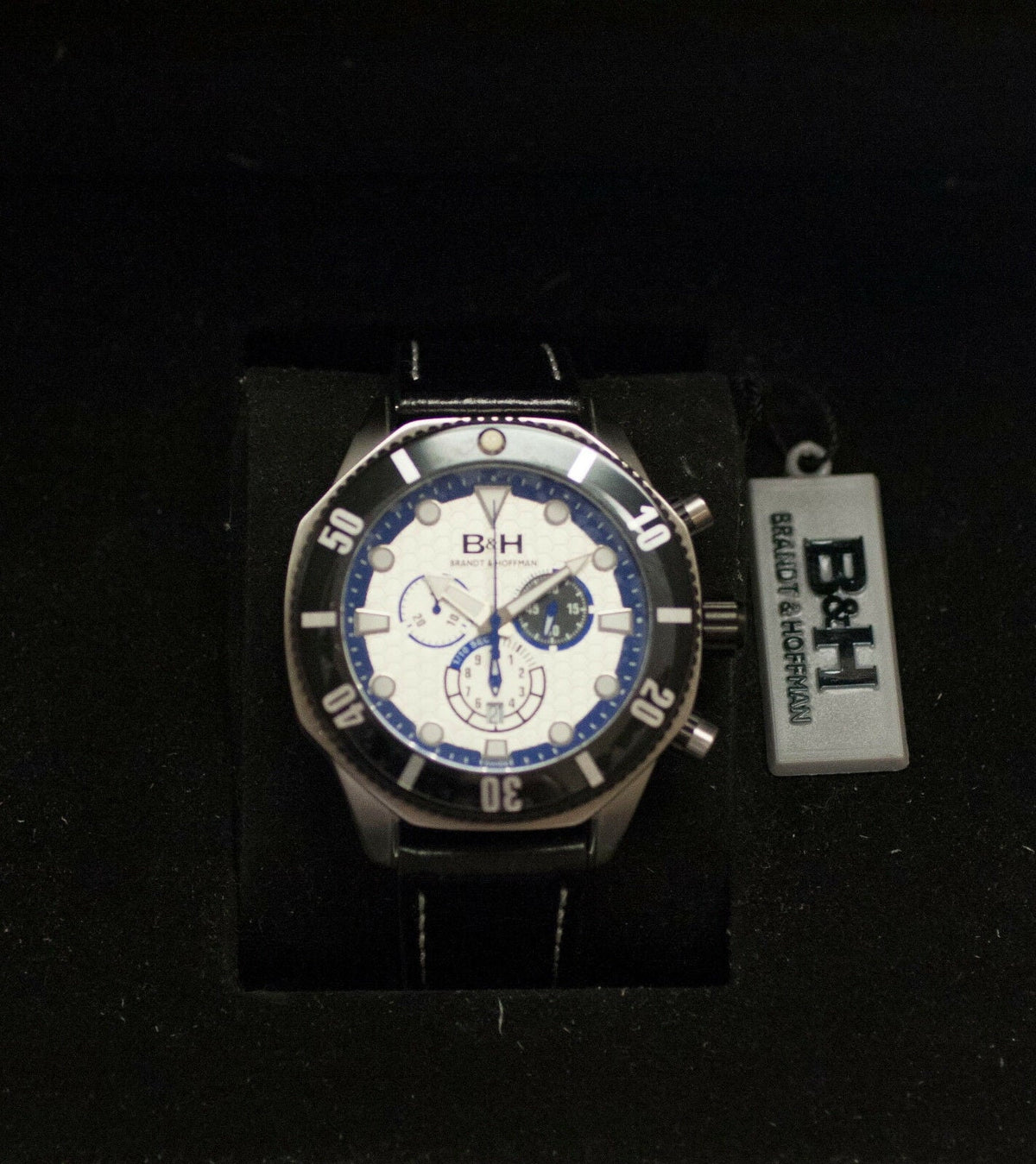 Leather Watch Dunbar Quartz &amp; Brandt 14060 Swiss Hoffman Chronograph B&amp;H Men's