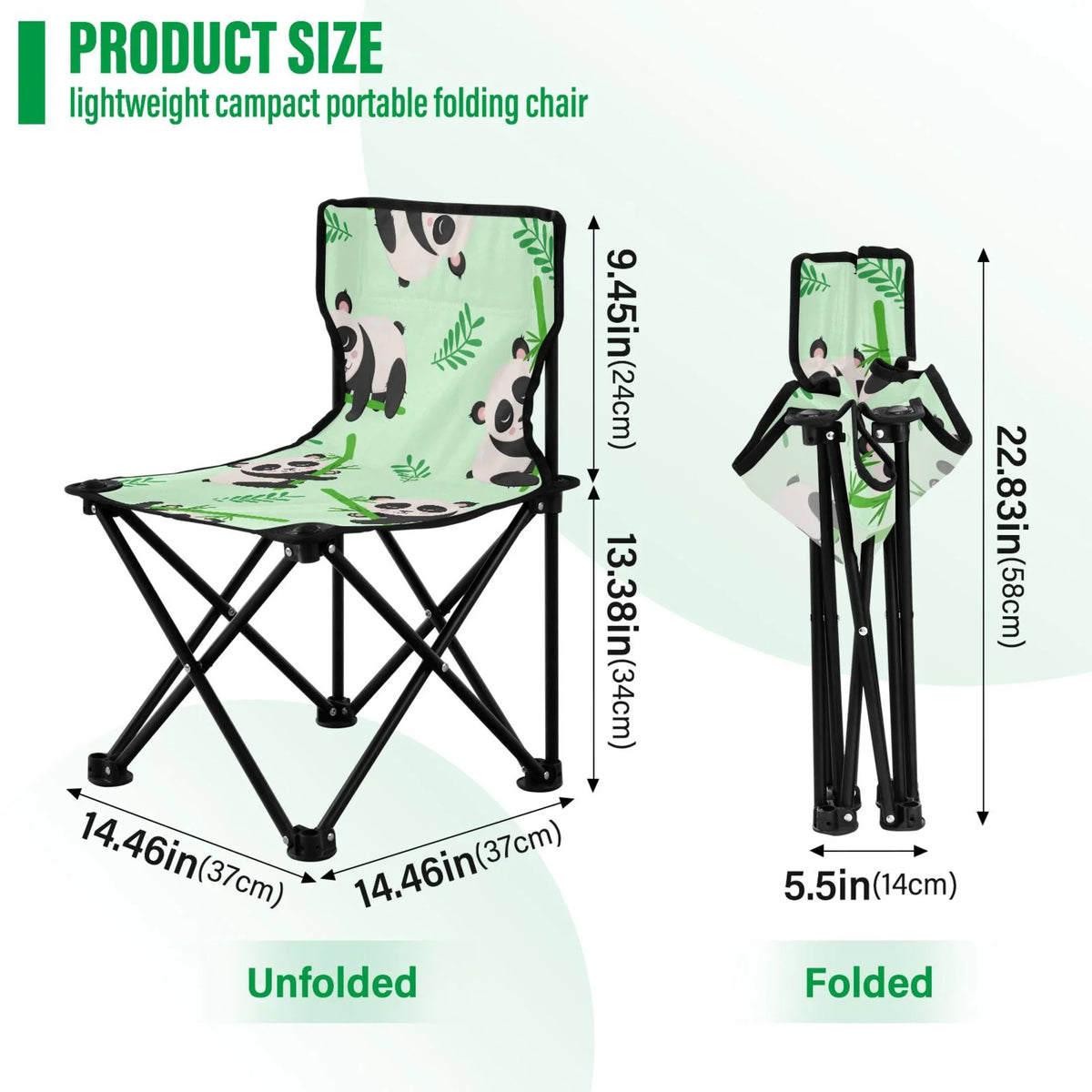 with Bamboos Camping Support Fishing Carry Chair Beach to Lawn and Chair Chair Chair Cartoon 220LBS Folding Panda Outdoor Bag Portable