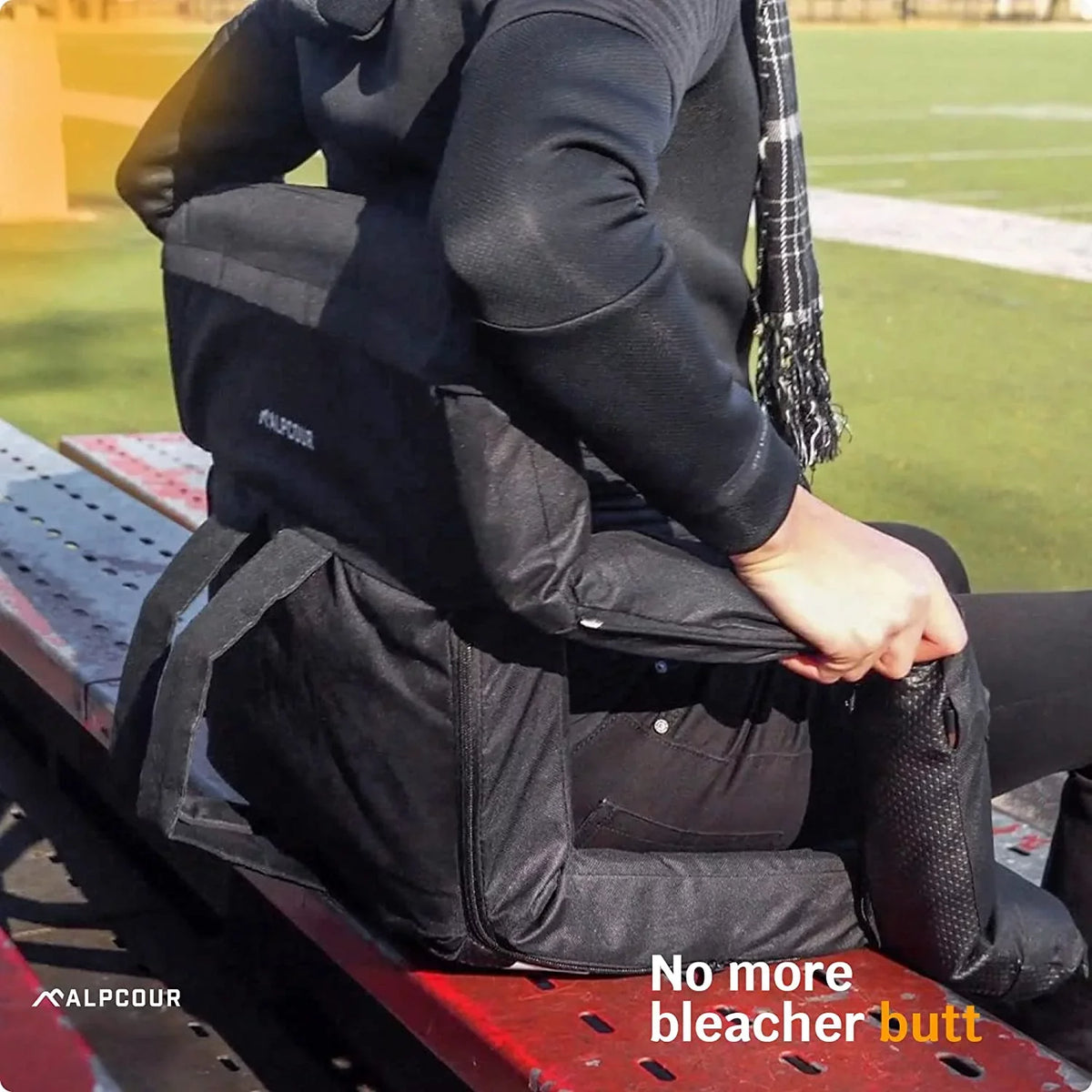 Back Alpcour Thick Chair Waterproof Massage Black - X-Wide Wide Stadium Extra - Seat Heated Support Reclining with