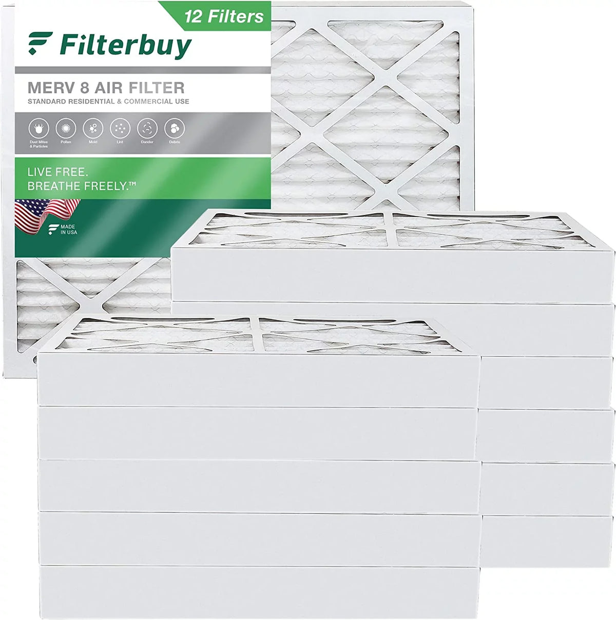 Air Filters HVAC Filterbuy MERV (12-Pack) 10x16x4 Furnace AC Pleated 8