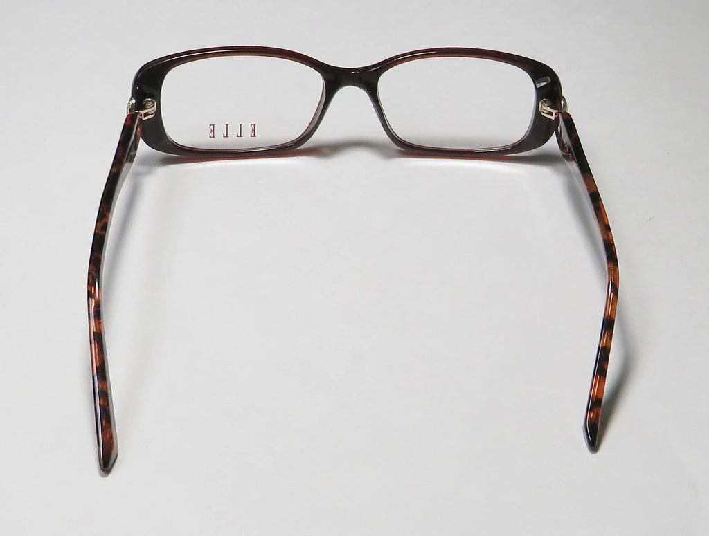 13428 52-16-135 FULL-RIM ACETATE GLASSES LENSES NEW ELLE DURABLE DEMO PREMIUM FRAME BROWN RECTANGULAR DESIGNER EYEGLASSES/EYE PLASTIC WOMENS/LADIES