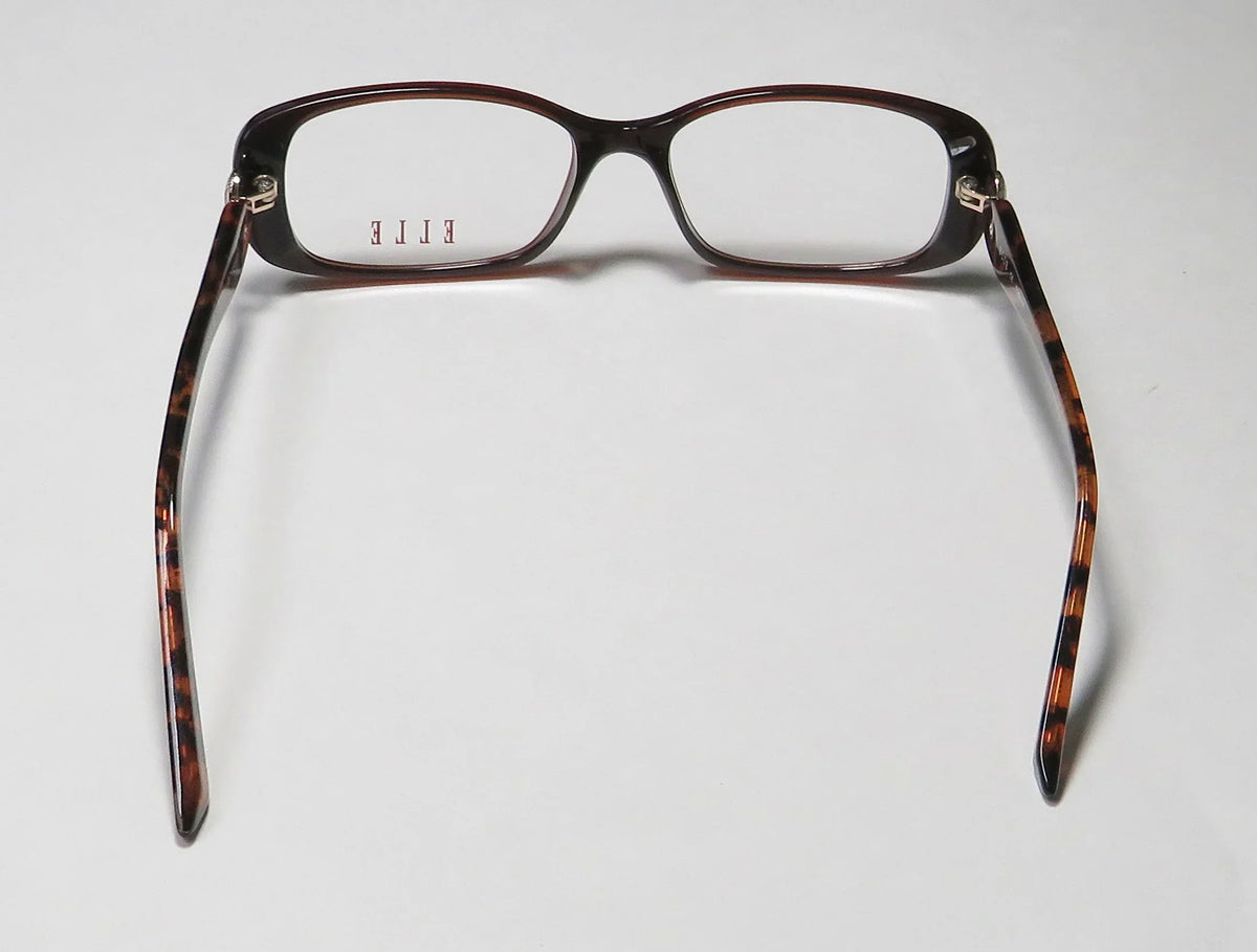 13428 52-16-135 FULL-RIM ACETATE GLASSES LENSES NEW ELLE DURABLE DEMO PREMIUM FRAME BROWN RECTANGULAR DESIGNER EYEGLASSES/EYE PLASTIC WOMENS/LADIES