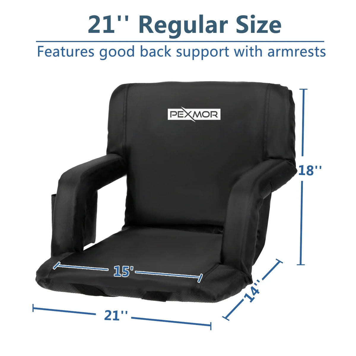 21'' & Bag, Cushion, Carrying Bleachers 2-Pack PEXMOR Stadium Support Portable for Standard Seat Back Reclining with Width
