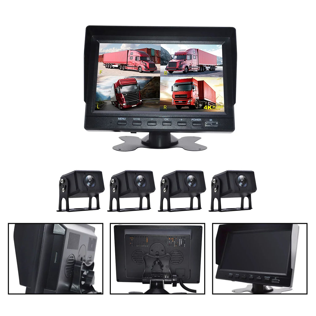 Bus+4 Driving Truck Video DVR Rear Recorder View Backup Monitor 7" RV Camera for