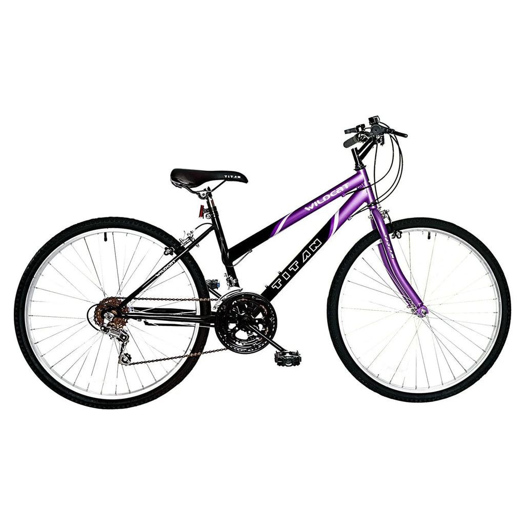 Purple Wildcat Bike, Black Titan Women's and 18-Speed Mountain