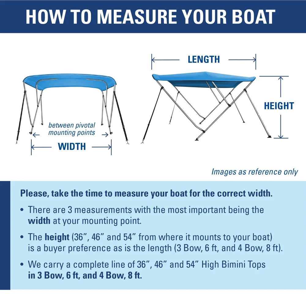 Bimini Top X 36" W Cover Long Boat 67"-72" Bow 6' Gray H 3