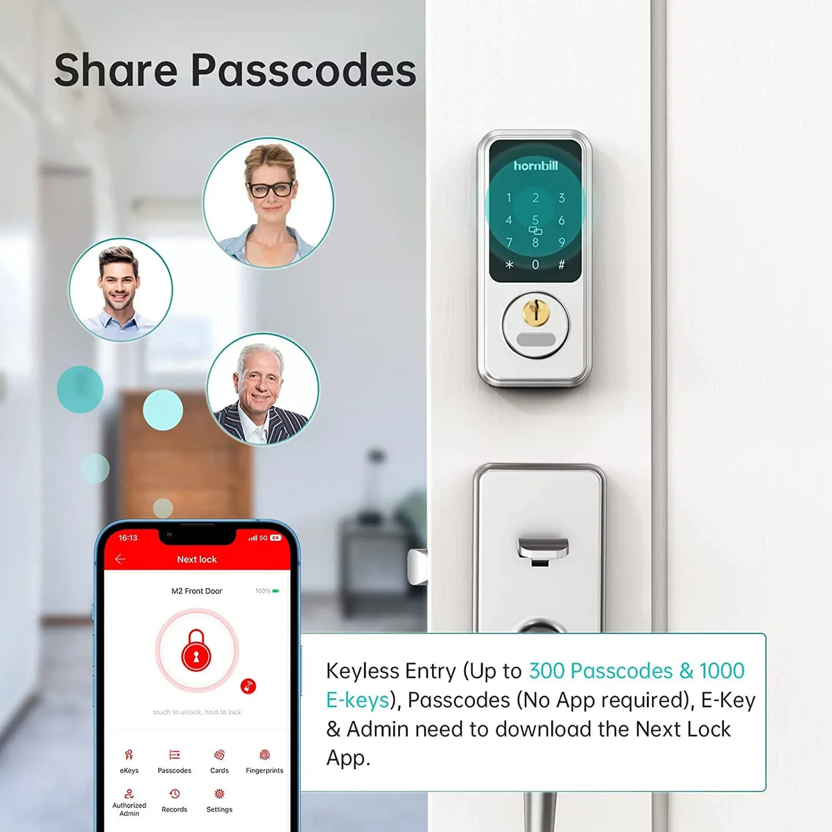 Door GOURE for Digital Door Keypad Electronic Locks Bluetooth Smart Deadbolt: Code House Front Airbnb Keyless Lock, Locks Entry