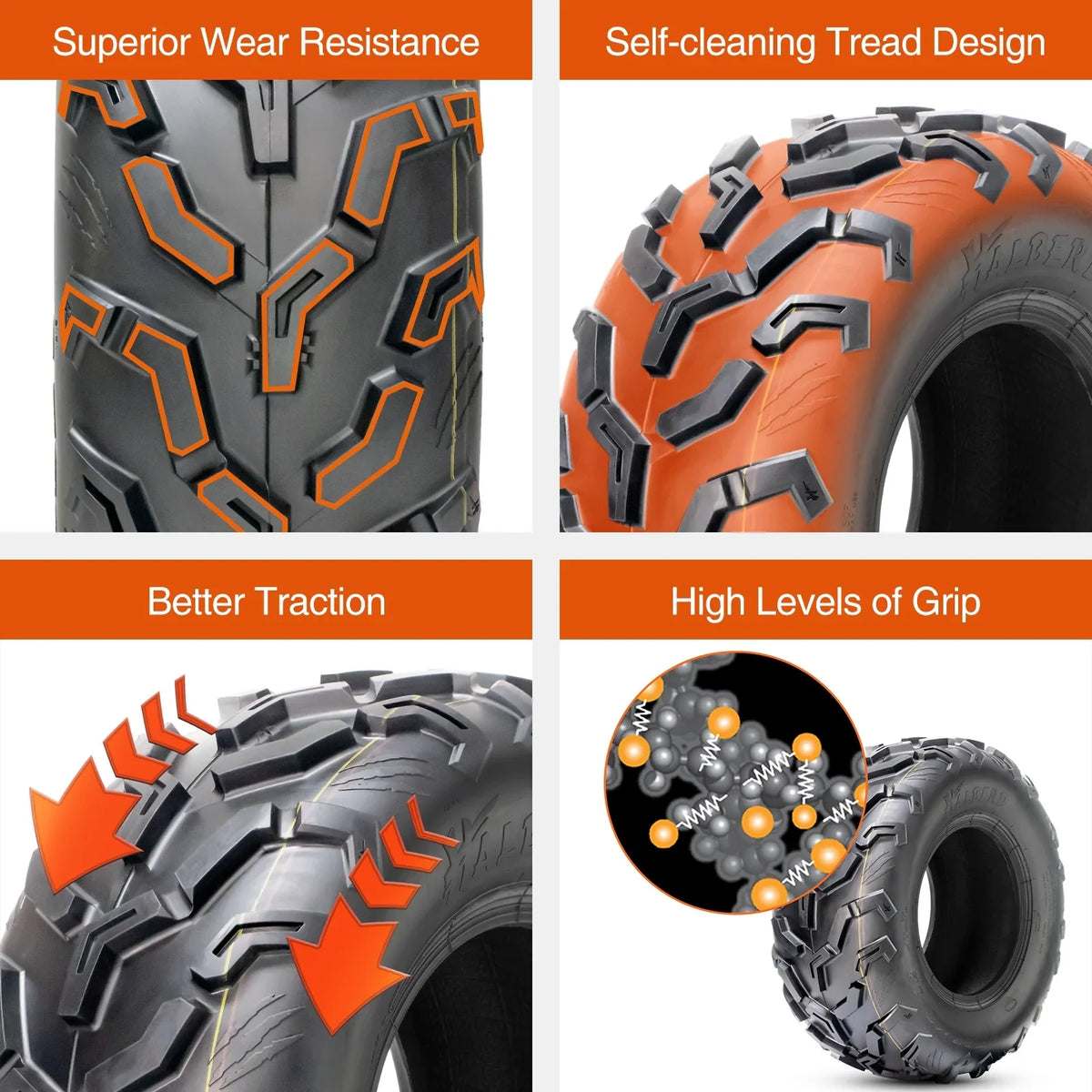 Sand Tires 4 Road 25x10-12 25x8-12 6PR off HALBERD & Tire Terrain All Rear ATV/UTV of Set Trail Front