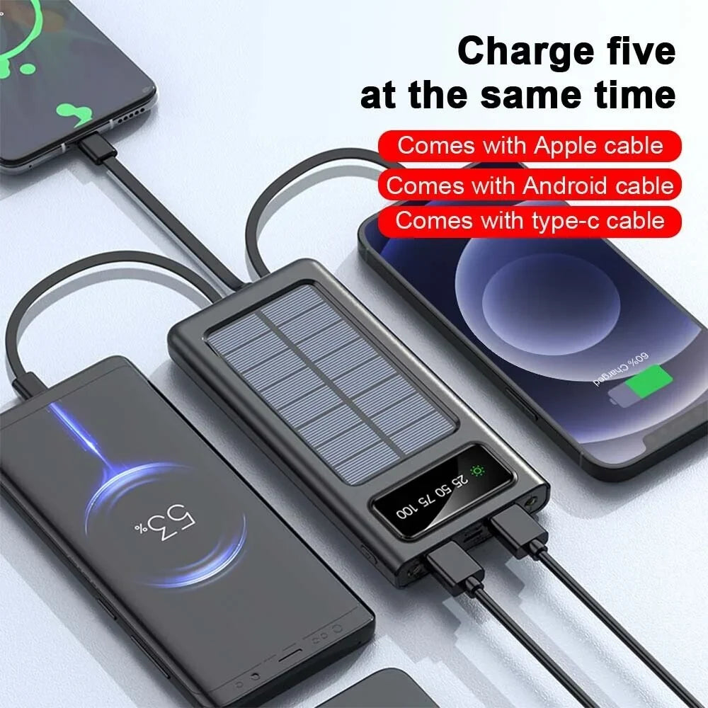 Bank Power Solar External 9000000mAh Battery Portable Charger Waterproof