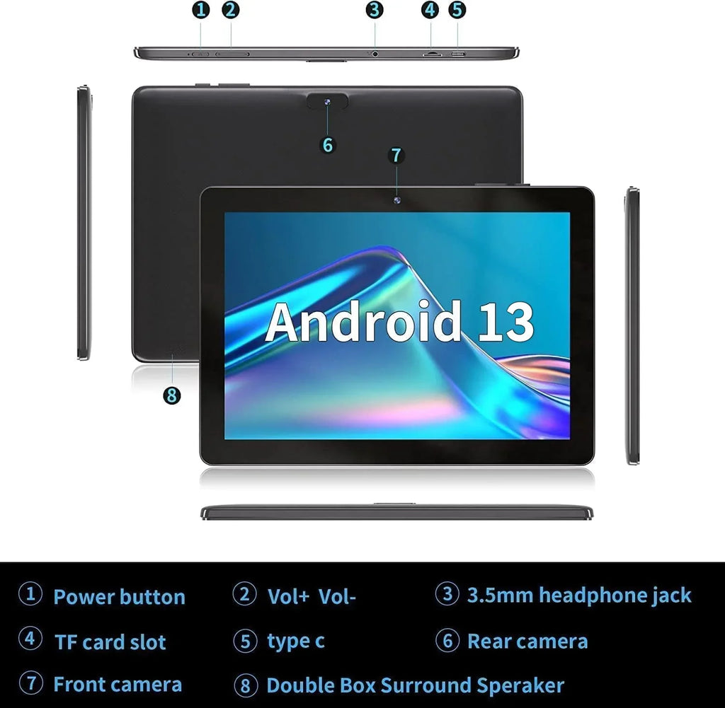 IPS 13 Screen ROM 10in SGIN HD Android 5MP 800*1280 4-Core 133, RAM 2MP + Allwinner 2gb 64gb Tablet
