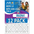FPR 12 USA 13 Comparable - Pack Filter - Furnace WICKED 14x24x1 in 2200 by of Filters to FILTERS MPR Rating, 9 AIRX Air AIR. MERV 1500 CLEAN & Made