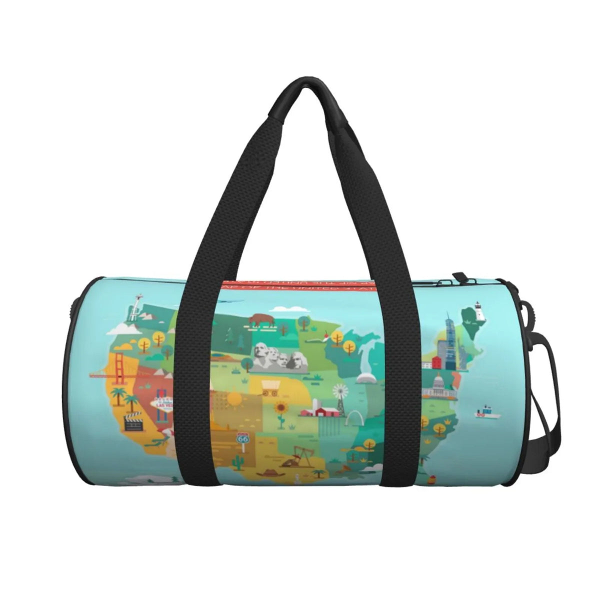 USA Travel Bag Bag Luggage Coaee with Tourist Map Cylinder and Gym Pocket Large Capacity Sports Bag Compartment Waterproof