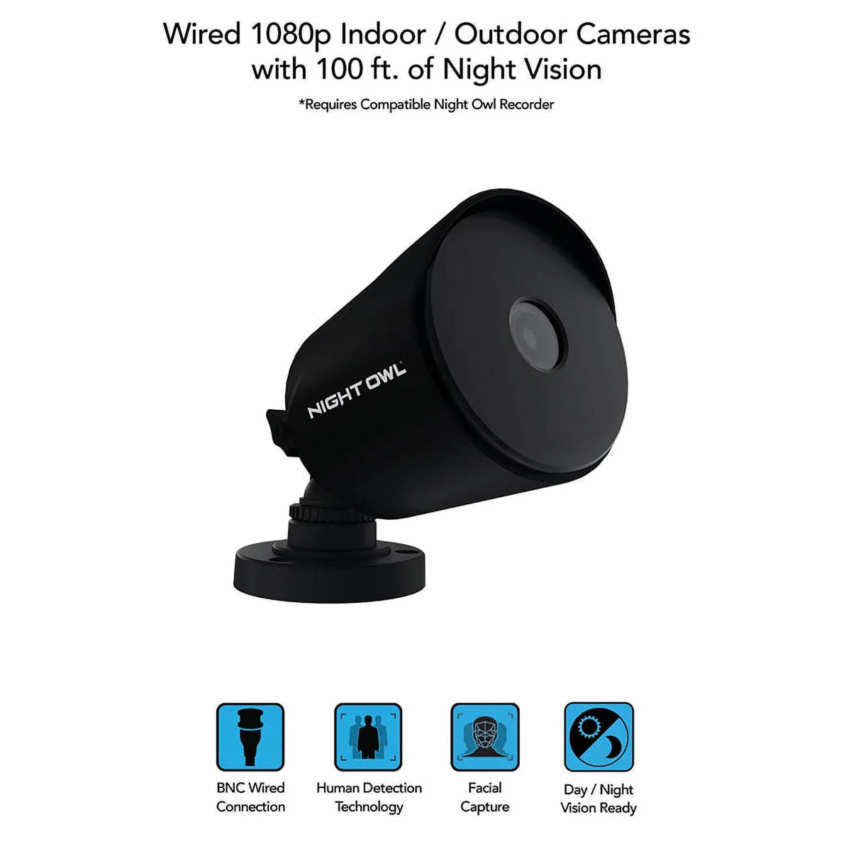 HD Night Wired Recorder Night Night a Black, Cameras, to Owl Vision, 2-Pack, Owl Bullet Add Indoor Surveillance Compatible Outdoor, 1080p