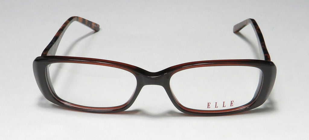 13428 52-16-135 FULL-RIM ACETATE GLASSES LENSES NEW ELLE DURABLE DEMO PREMIUM FRAME BROWN RECTANGULAR DESIGNER EYEGLASSES/EYE PLASTIC WOMENS/LADIES