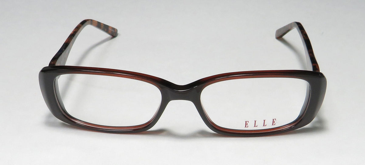 13428 52-16-135 FULL-RIM ACETATE GLASSES LENSES NEW ELLE DURABLE DEMO PREMIUM FRAME BROWN RECTANGULAR DESIGNER EYEGLASSES/EYE PLASTIC WOMENS/LADIES