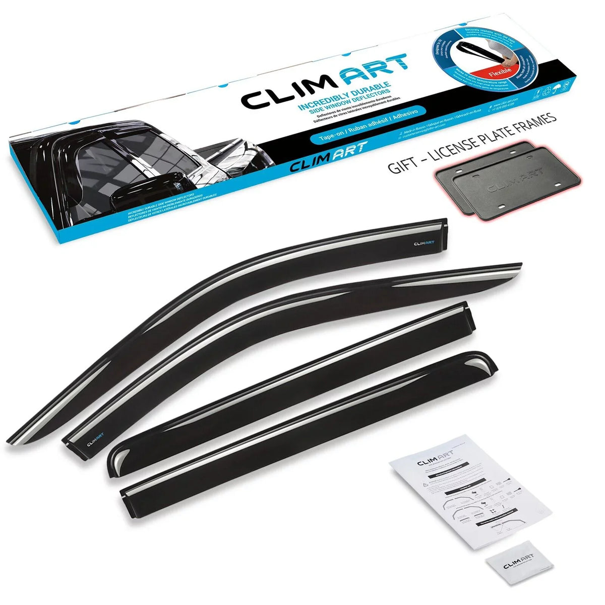 Rain ART Crew Guards (Chevy) Durable Truck with Chevrolet 2019-2024 Cab, Window Vent Silverado/GMC Compatible 419160 Window Visors, 4pcs- Sierra Accessories, 1500 Incredibly Deflectors, Tape-on CLIM