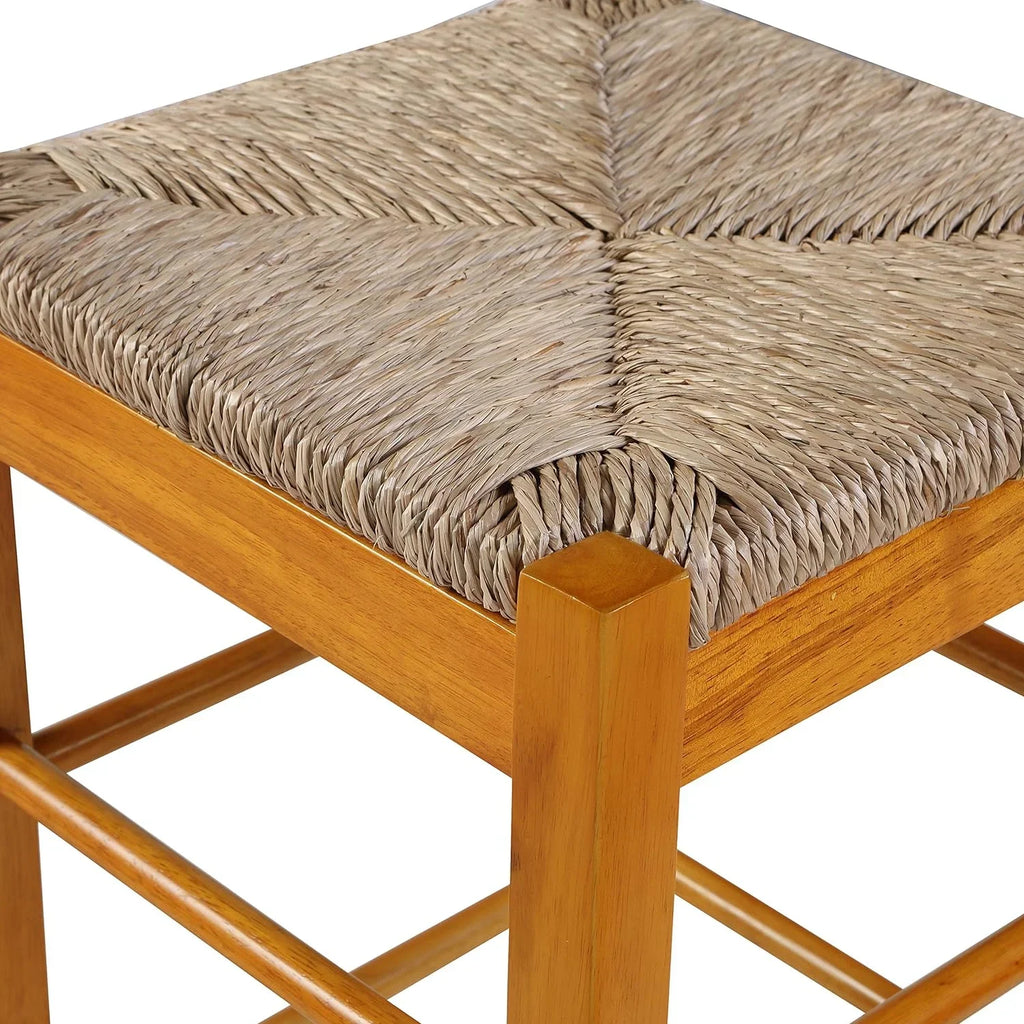 Rush Seat Square Bar 29-Inch, Brown Height Stool,