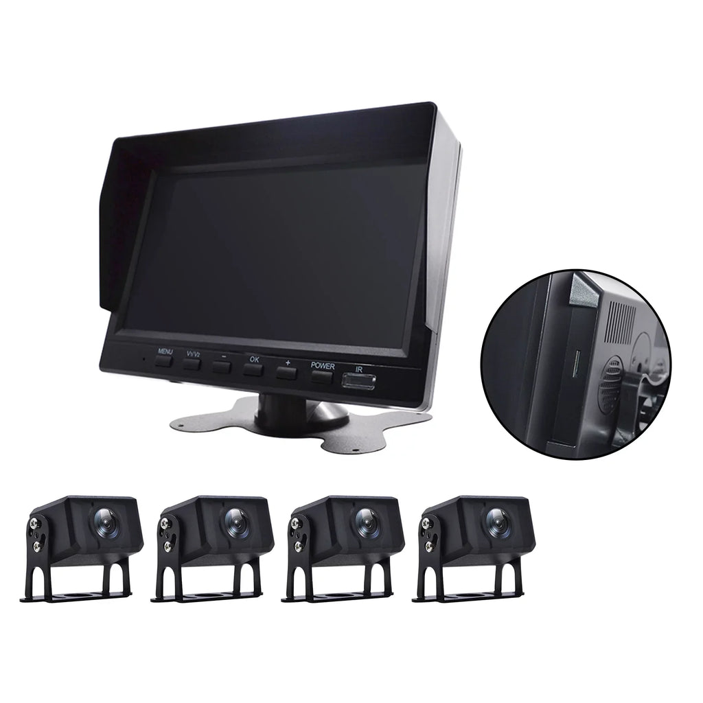 Bus+4 Driving Truck Video DVR Rear Recorder View Backup Monitor 7" RV Camera for