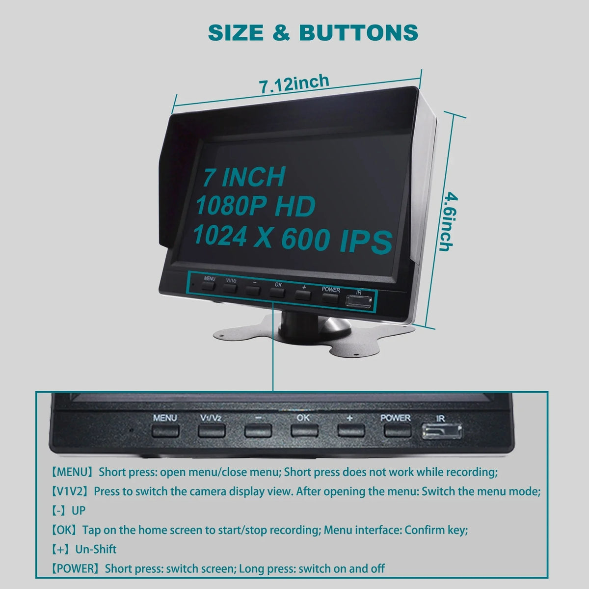 with Bus+2 RV Backup BSD Driving Video DVR 7" Monitor Recorder Camera Truck for