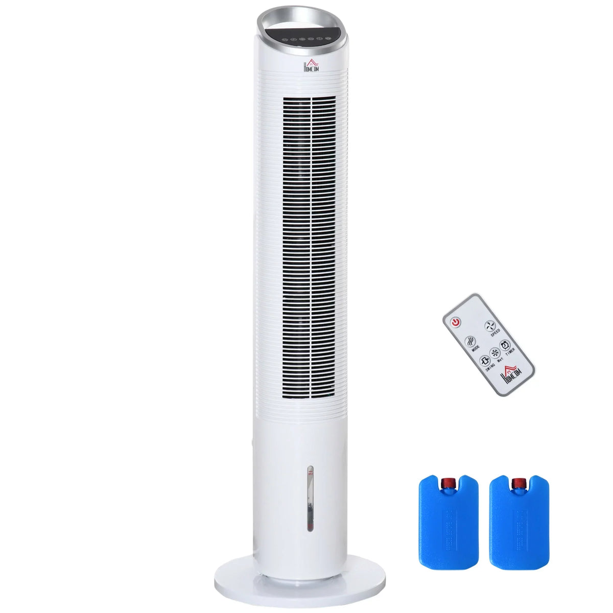 Humidifier, 40" Cooler Air Ice Cooling Timer, 3-In-1 with Modes, Fan Office, Display, 3 White Home 3 8H Speeds, Evaporative LED Remote, for Oscillating, HOMCOM