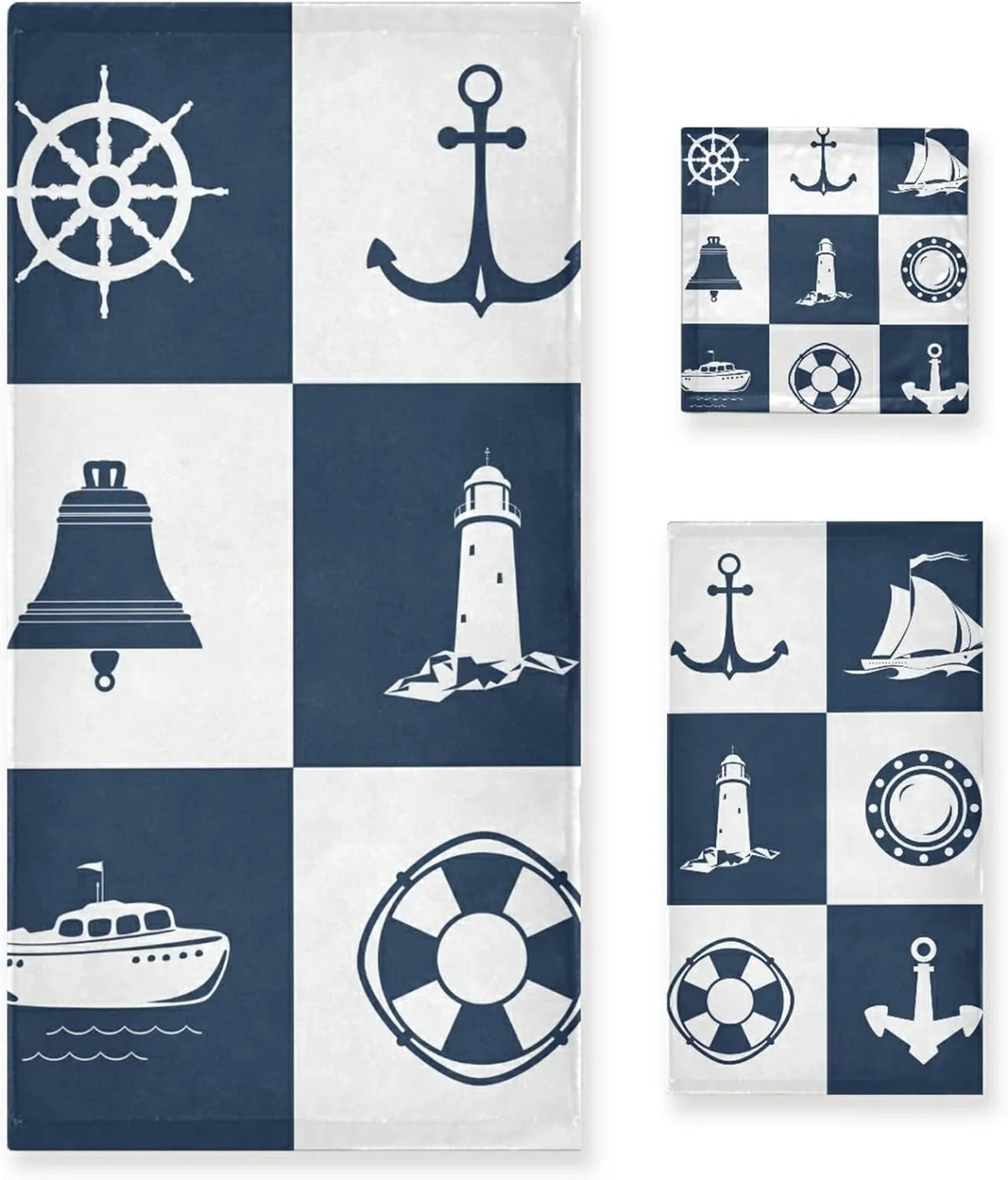 Soft Anchor Bath Bathroom GZHJMY Sailing Piece 3 Decorative Checked Lighthouse Towel Cotton Fingertip Absorbent Towels Sets for Towels Vessel Hand