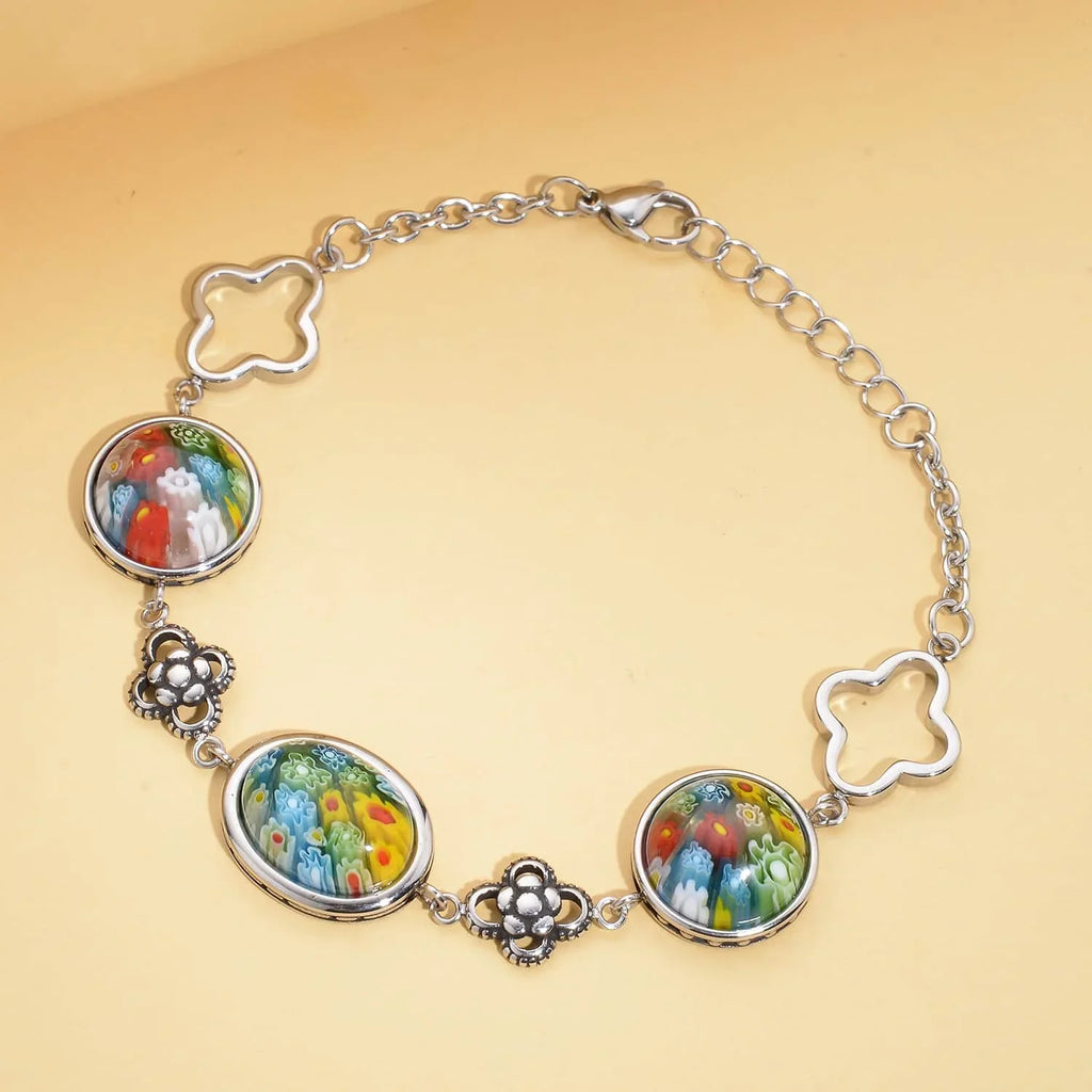 Stainless Glass Women Unique Shop for Bracelet Mom Jewelry Stylish Mothers for Costume Gifts Steel Size LC Oval Fashion Birthday Day 6.75"