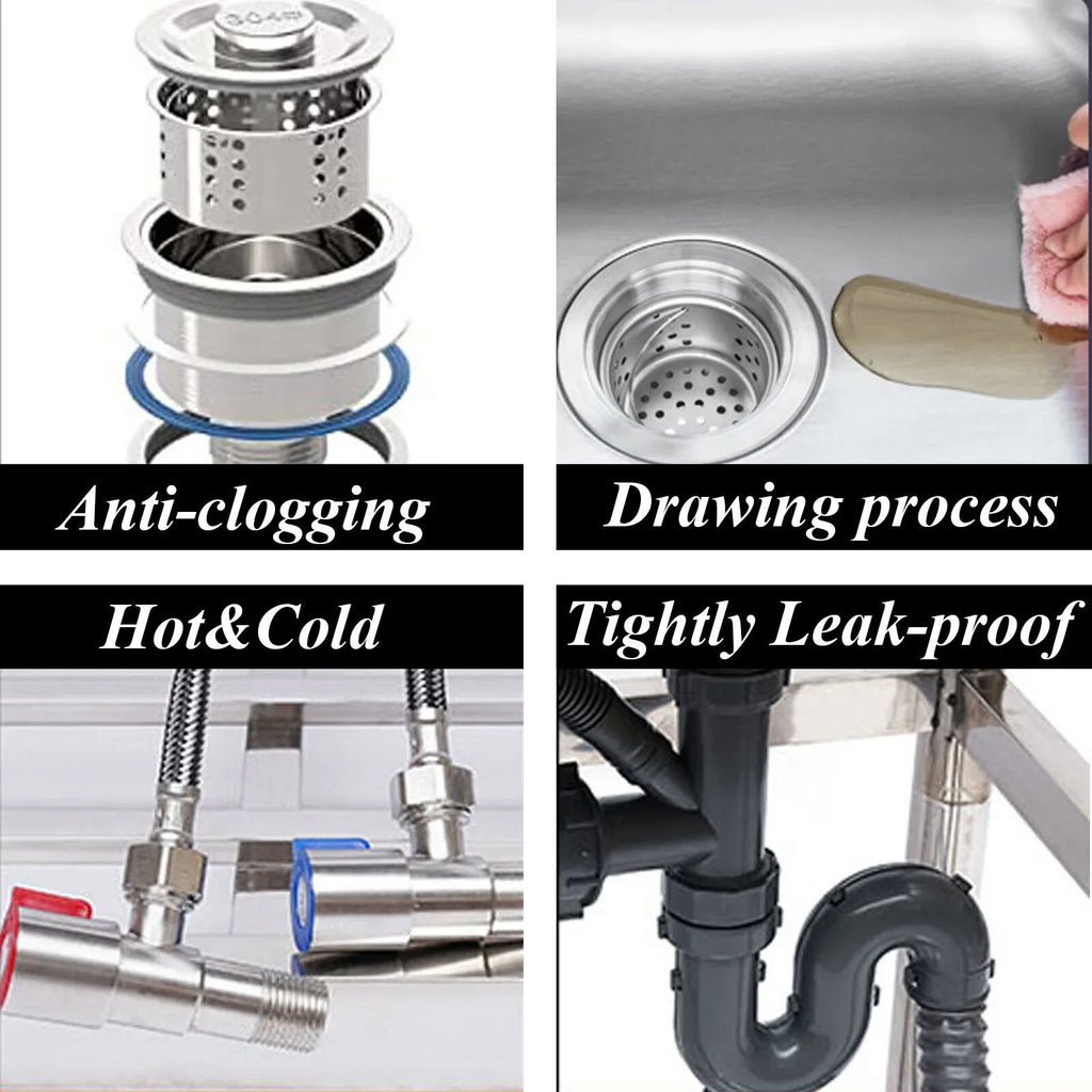 Steel Catering Utility Sink Table+360° Basin Sink 2 Drainboard Kitchen Loyalheartdy Stainless Commercial Compartment Prep Faucet+2