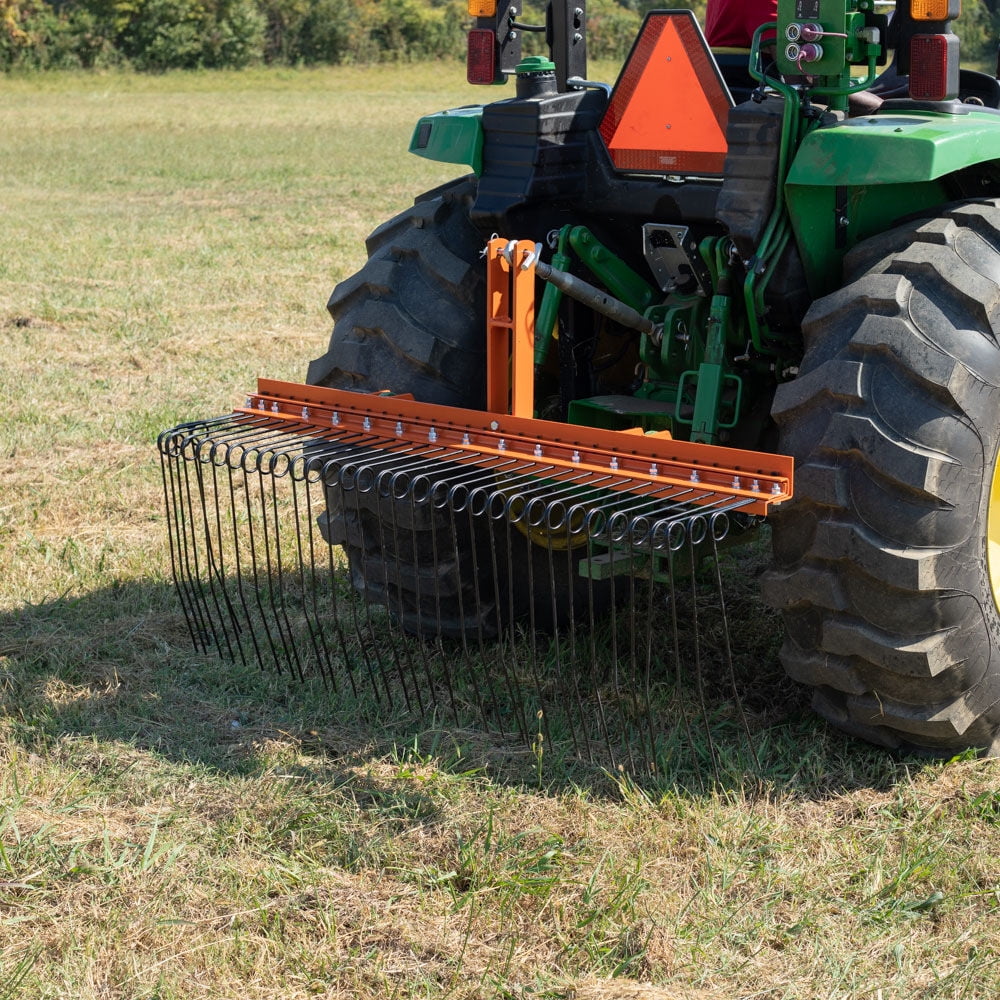Rake, 1 Landscape Rake Attachments FT 5 Drag-Behind 3 Tines, Pine Straw Spring Needle Category Coil Point Tractors, Titan