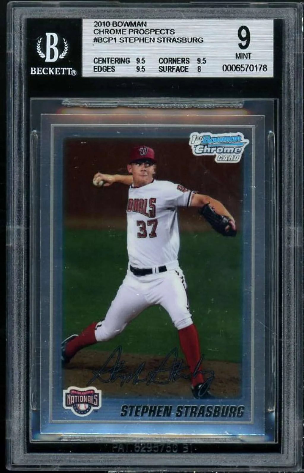 Chrome #1 9.5 Rookie 9 Strasburg Stephen (9.5 BGS Prospects Bowman 2010 9.5 8)