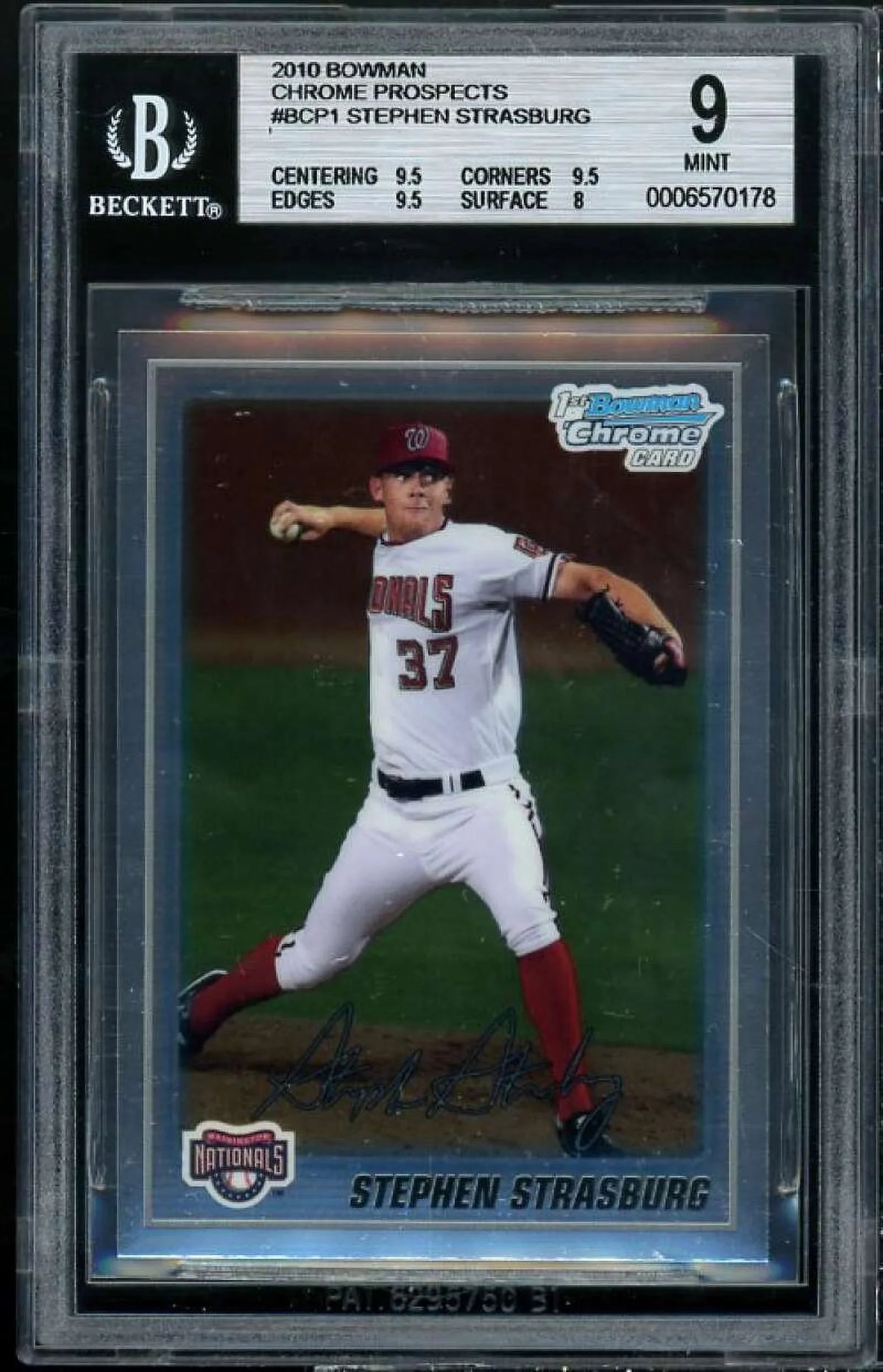 Chrome #1 9.5 Rookie 9 Strasburg Stephen (9.5 BGS Prospects Bowman 2010 9.5 8)
