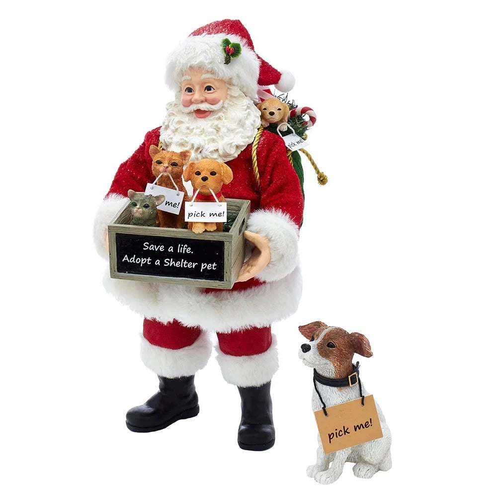 2 Adler Fabriché™ 10.5-Inch Adopt-a-Pet Dog, Santa Piece with Kurt Set