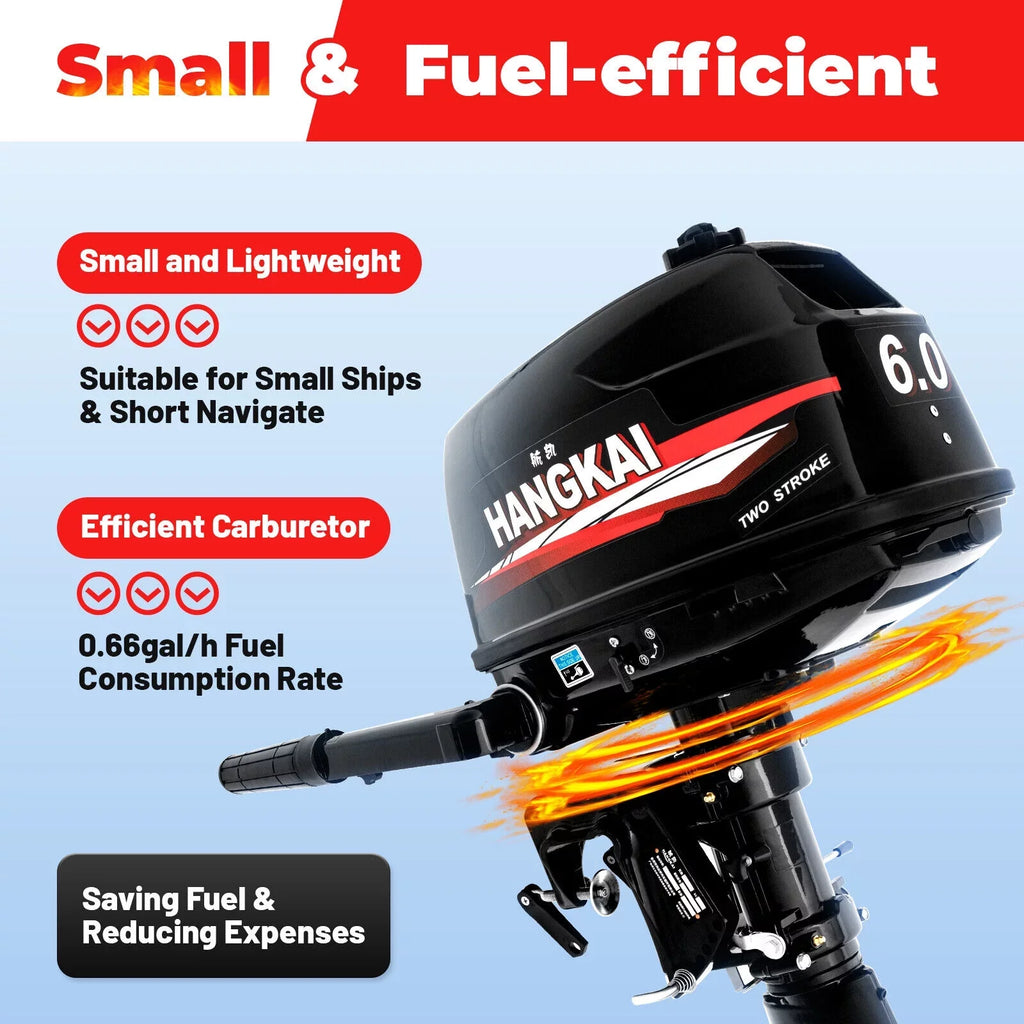 System 2-Stroke Motor Outboard CNCEST 6 Motor Boat Cooling Water Engine Hp Fishing Inflatable