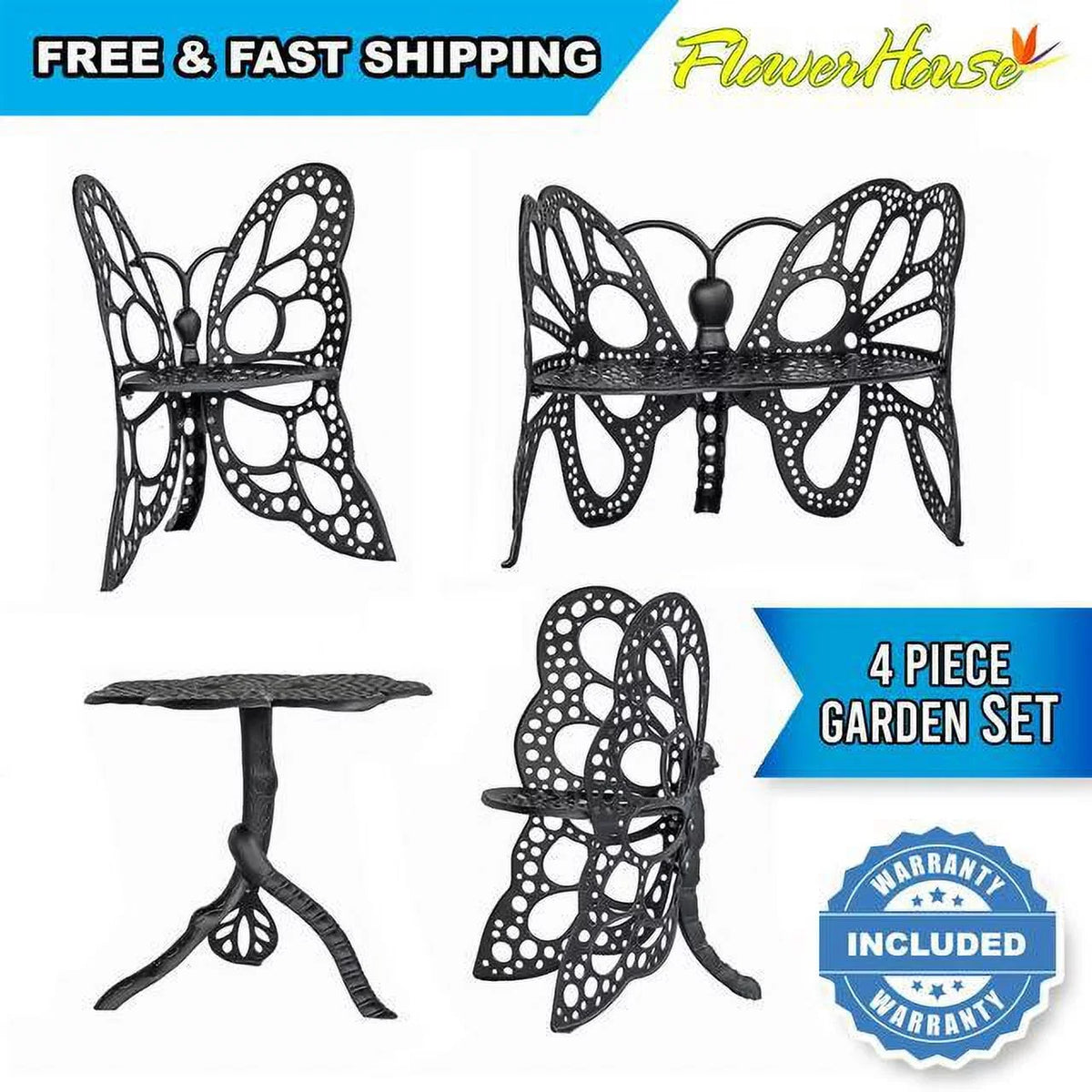 Deluxe Butterfly Set FlowerHouse - Black Garden