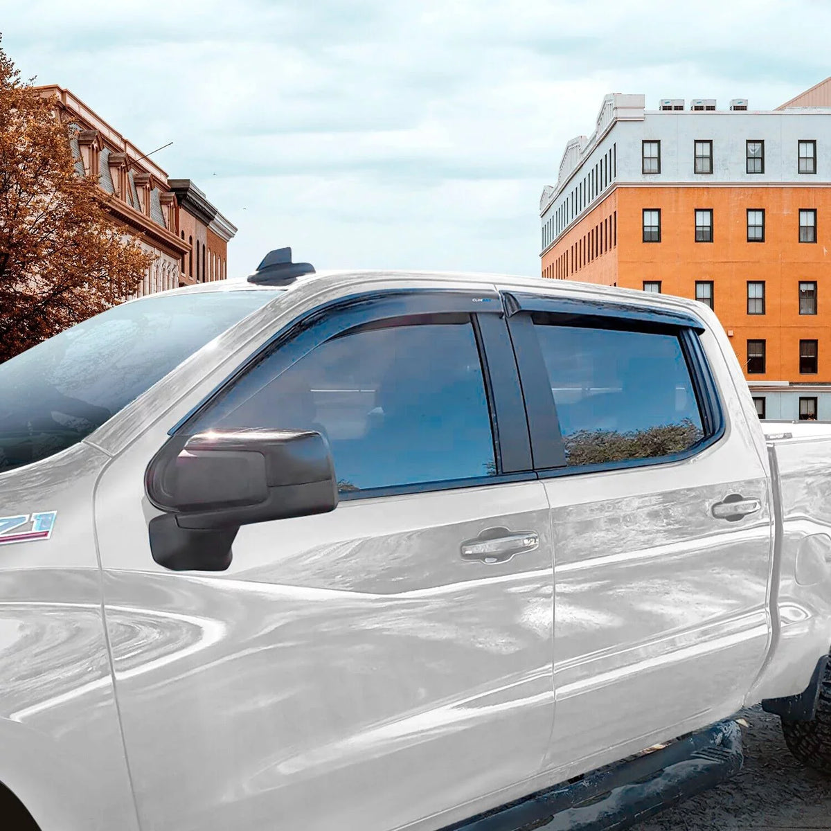 Rain ART Crew Guards (Chevy) Durable Truck with Chevrolet 2019-2024 Cab, Window Vent Silverado/GMC Compatible 419160 Window Visors, 4pcs- Sierra Accessories, 1500 Incredibly Deflectors, Tape-on CLIM