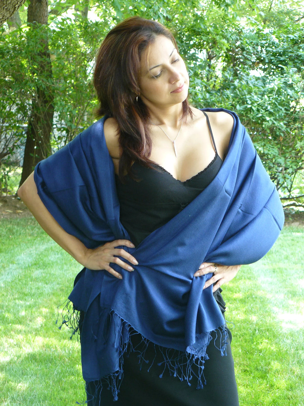 Shawl/Cashmere/Cashmere Scarf/Scarves/Shawl/Shawls/Stole/Wrap/Pashmina Navy) (Inky Scarf/Wool/Silk Scarf/Pashmina
