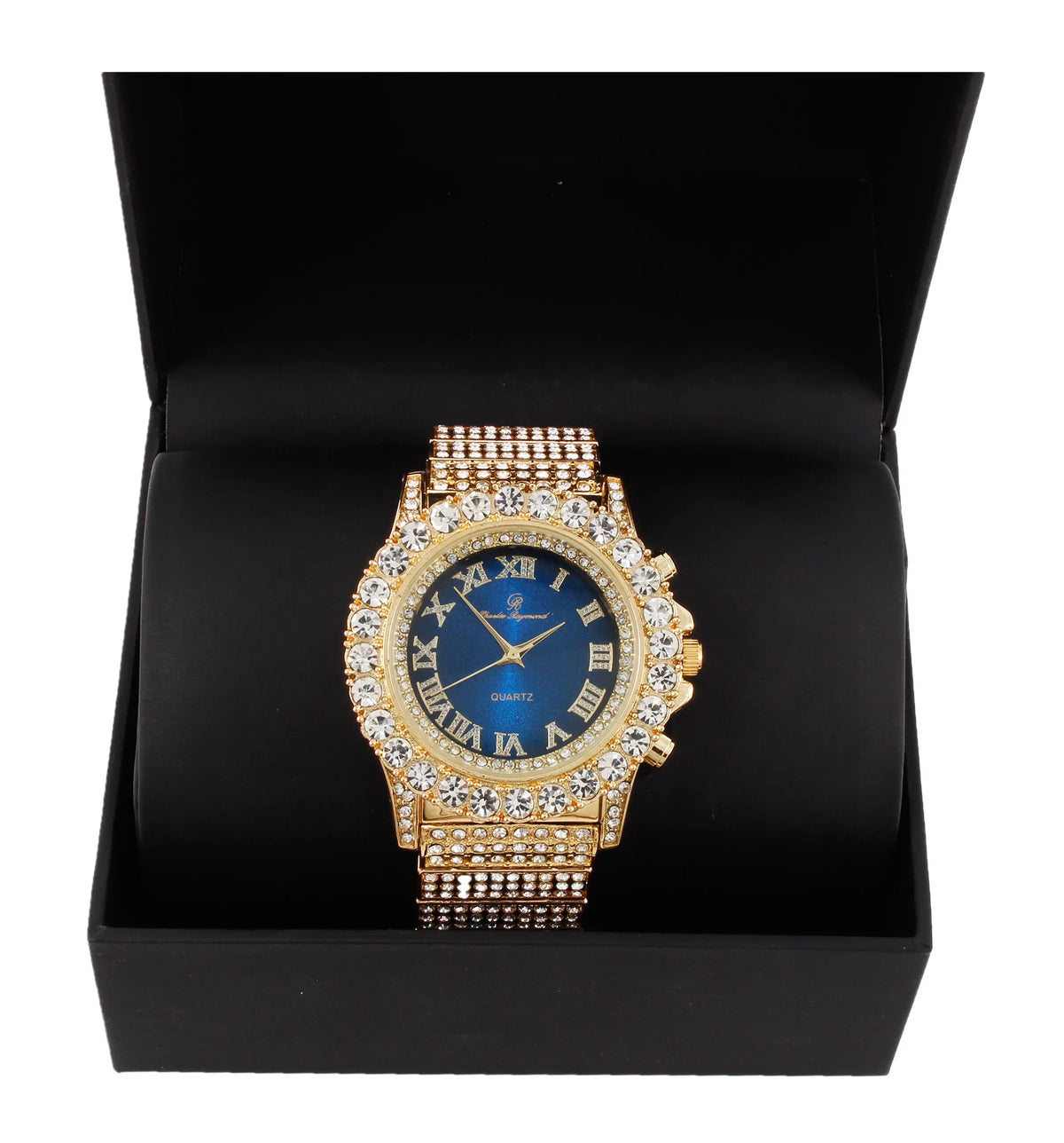 Metal Blast Rolly - Iced-out Hop Thick Wristwatch- Out Charles ST10238 Men's Look on Raymond Oversize Bling'ed Silver band dial Hip