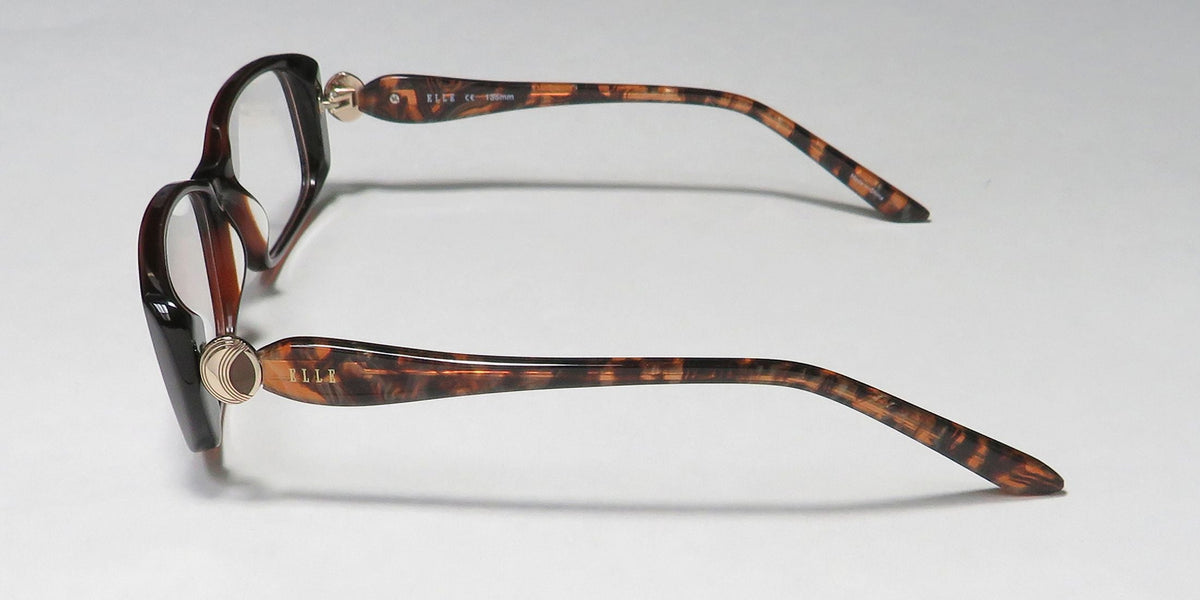13428 52-16-135 FULL-RIM ACETATE GLASSES LENSES NEW ELLE DURABLE DEMO PREMIUM FRAME BROWN RECTANGULAR DESIGNER EYEGLASSES/EYE PLASTIC WOMENS/LADIES