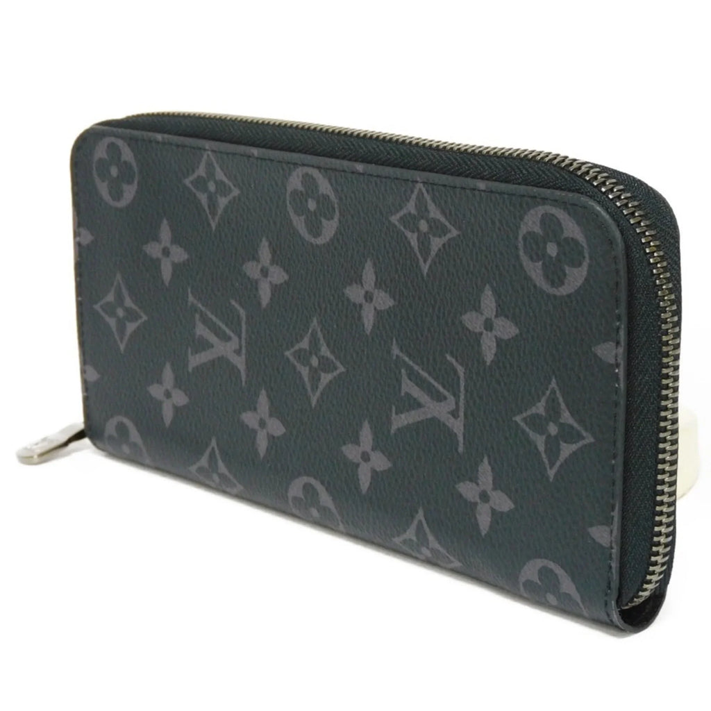 Monogram Billfold Round Men's LV Zipper Logo (Good) VUITTON Eclipse LOUIS Pre-Owned Noir Long Zippy Vertical Wallet M62295