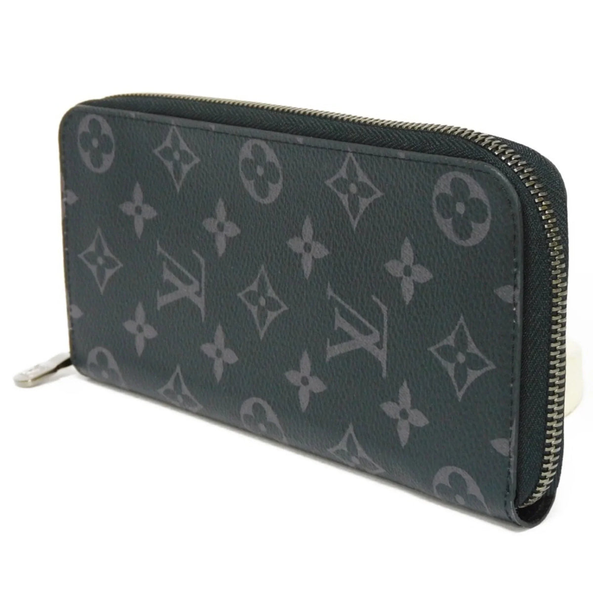 Monogram Billfold Round Men's LV Zipper Logo (Good) VUITTON Eclipse LOUIS Pre-Owned Noir Long Zippy Vertical Wallet M62295
