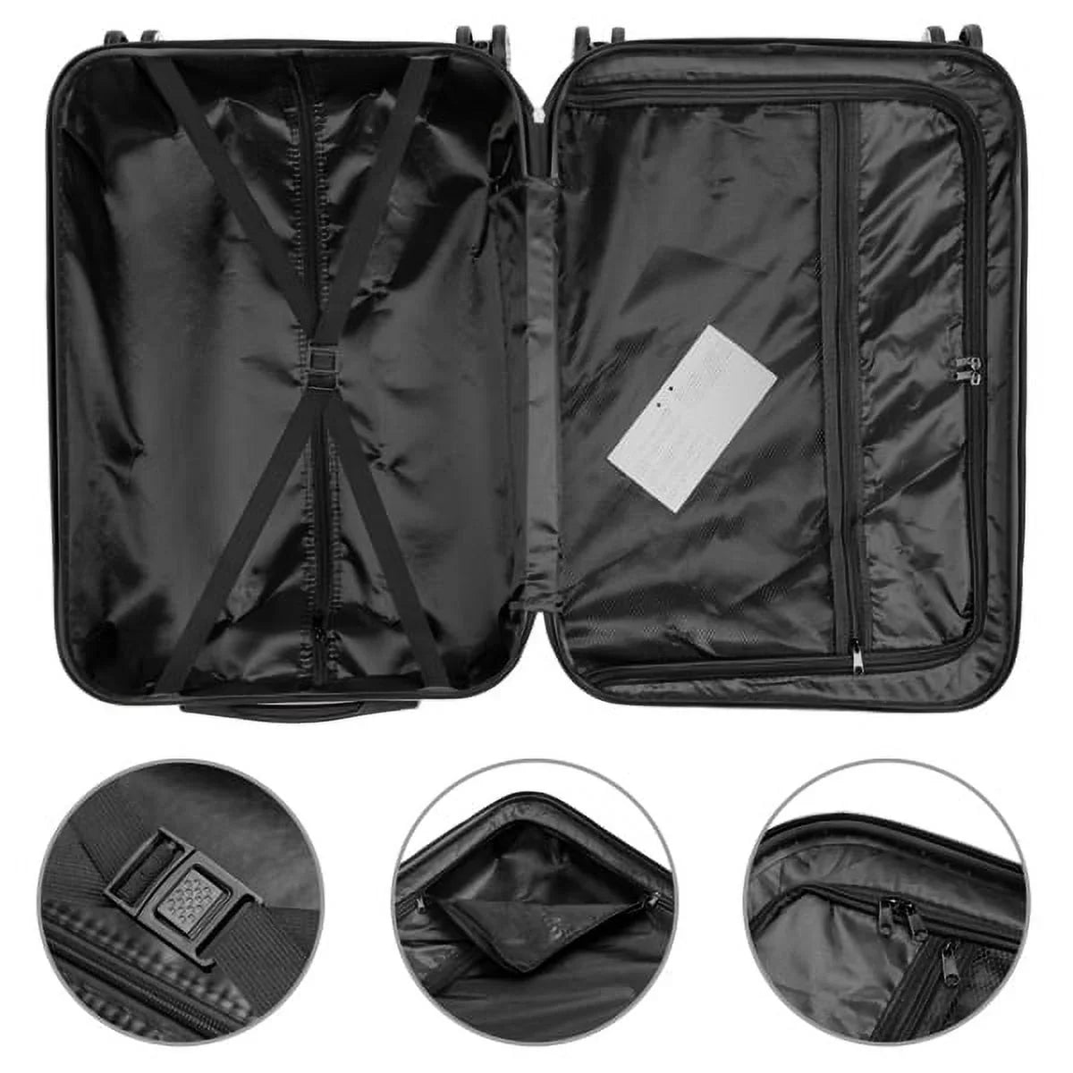 Luggage Set Wheels on Champagne Carry Suitcase(20/24/28), Lock Piece 3 Capri Spinner Luggage