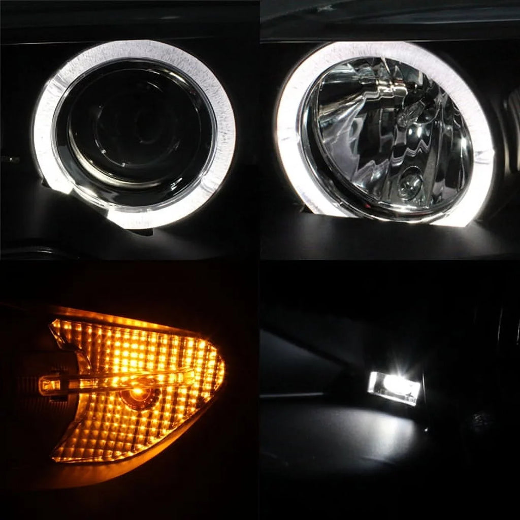 Doors + Black Projector 2 - E46 BMW RH LH LED Coupe AKKON For Halo 3-Series Lamps Ring Replacement Headlights