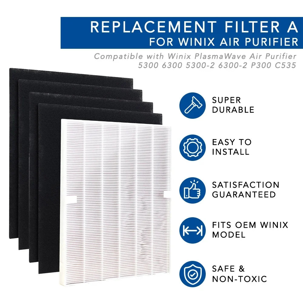 Set) and (2 115115 Winix A C535, for HEPA for Filter 5500 5300 5300-2, 6300-2,P300, Replacement Filter