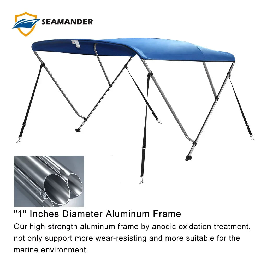 6'Lx73-78"W,Pacific Top Bimini Blue 3Bow Seamander
