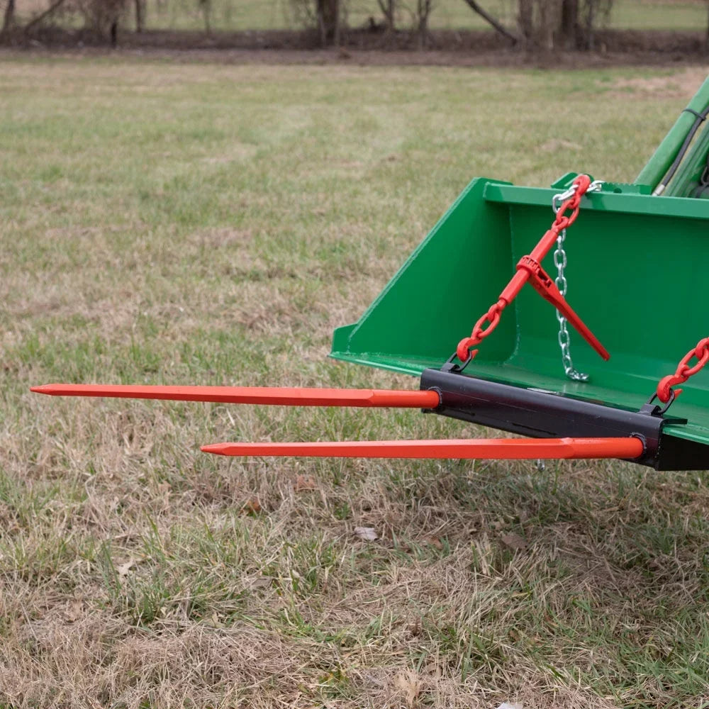 Attachments Conus Bucket Steer Attachment, Tines, Loader 43" Prong Universal Hay Front 2 and Included Ratchet Spear Capacity, Attachment, Skid Titan Chains Dual Tractor Binders LB Bale 3000 HD