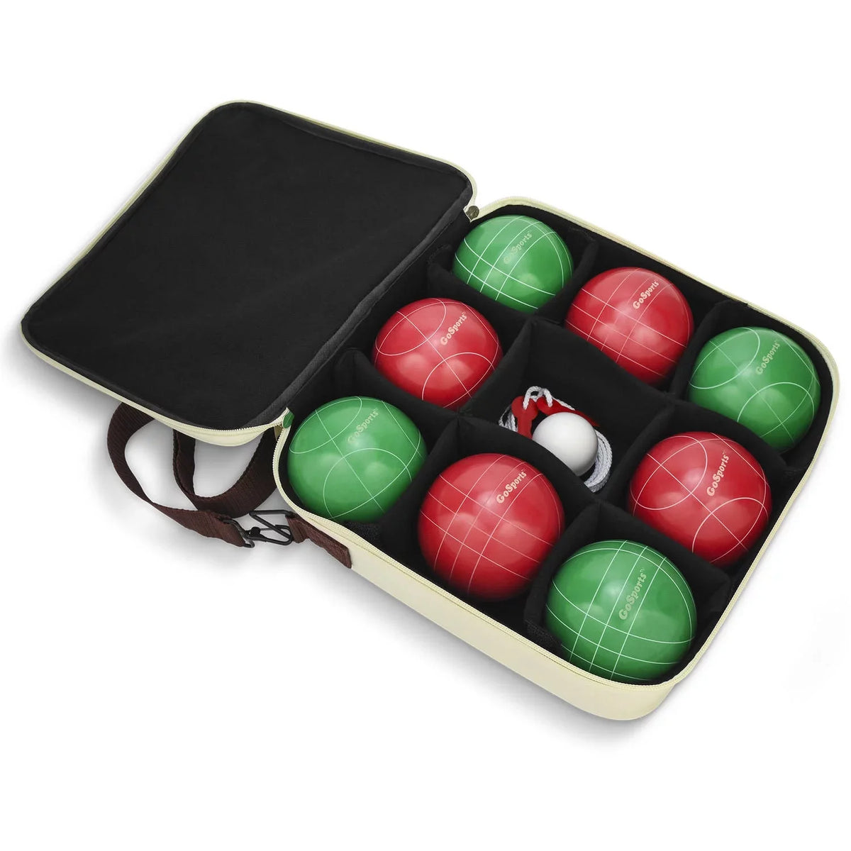 Case Bocce Balls, Regulation Rope 8 Pallino, with Set Measuring and GoSports 100mm