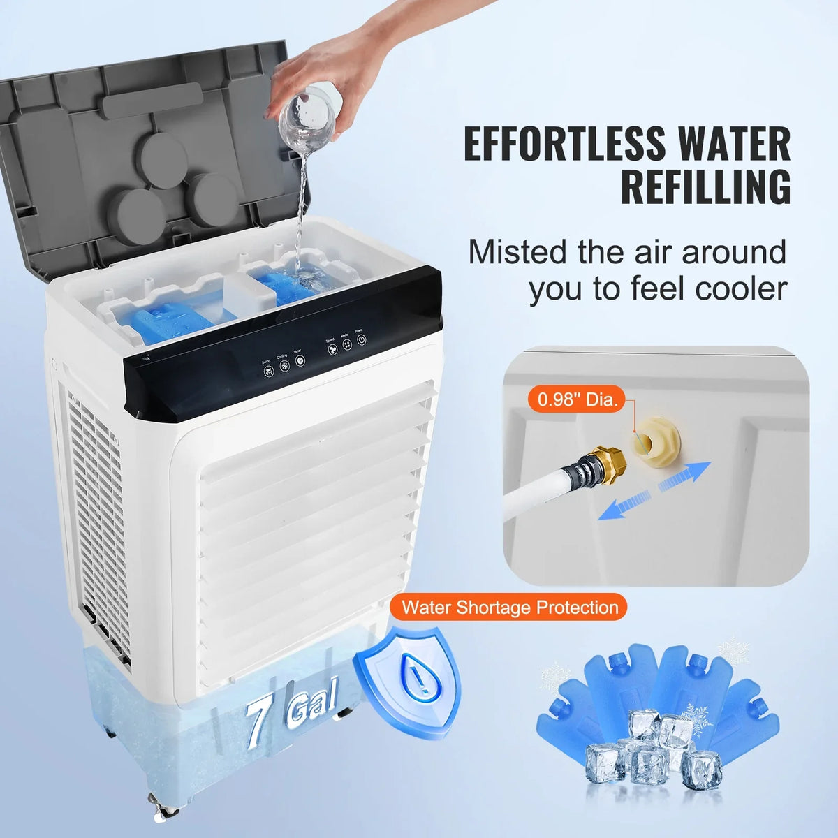 Evaporative Air CFM 12h Cooler Humidifier SKYSHALO Cooler Gal 7 Timer 2100 3-in-1 Swamp